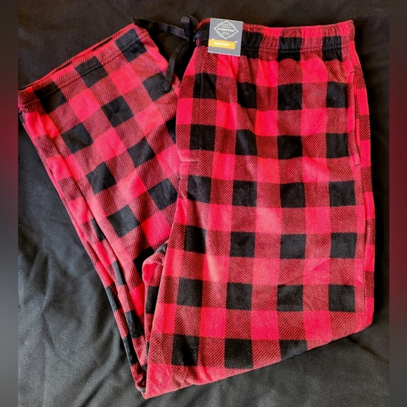 St. John's Bay Flannel Pajama Pants Men XL Red Buffalo Plaid Check Sleep Lounge - Picture 1 of 7